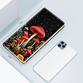 TMOODEL Wallet Women, Cute RFID Blocking Credit Card Holder for Women, Slim Thin Leather Bifold Ladies Purse, Clutch Billfold Card Holder Wallets with 11 Card Slots & ID Window, Mushrooms