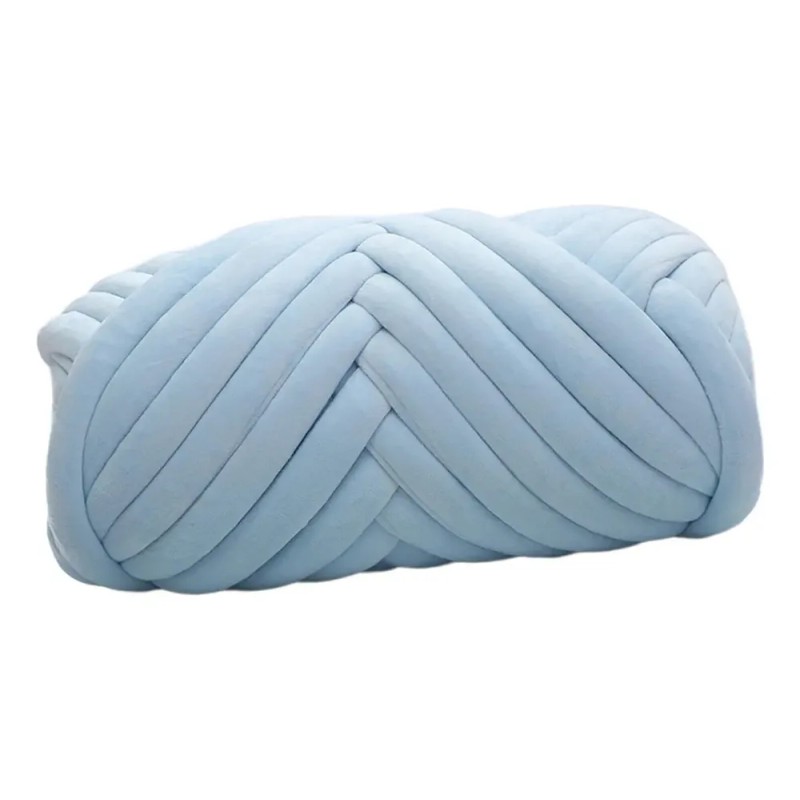 Terciopelo Chunky Yarn Arm Knitting Pet Bed Azul Claro
