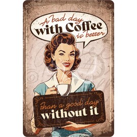 DODINO 30 x 40 cm tin signs, coffee pin up, funny vintage tin signs, pin up nostalgic vintage retro design decorative vintage kitchen coffee fans gift idea