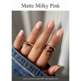 AutyaMee Semi Cured Gel Nail Strips (Matte Milky Pink), Translucent, 20 PCS Gel Nail Wraps, Stickers, UV Light Required, Salon Quality, Long Lasting