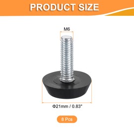 QUARKZMAN Pack of 8 M6 Furniture Feet Leveler, Galvanised Carbon Steel, 25 mm, Adjustable Non-Slip Furniture Feet, Thread Screw, Furniture Gliders, Replacement for Table, Chair, Furniture Legs