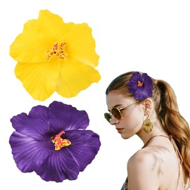 2 PCS Hawaiian Boho Hair Clips Yellow and White Plumeris Hair Barrettes for Women Girls Summer Beach Party Hair Accessories Wedding Bride Bridesmaid Hairpins