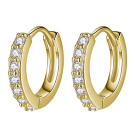 MOTIBACK Hoop Loop Earrings for Women - 14mm Gold Earrings with Sparkling Crystals, Elegant Gift for Wife, Mother, Daughter