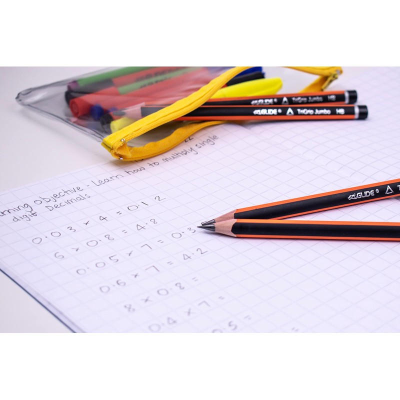 Eziglide TriGrip Jumbo HB Pencils, Pack of 12 Triangular Pencils,