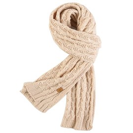 PAGE ONE Women's Ribbed Knit Scarf Winter Warm Long Big Wrap Cashmere Wool Thick Large Chunky Scarf for Women