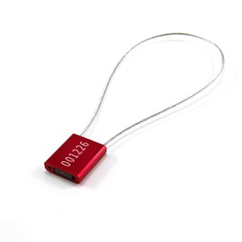50 pcs Numbered Security Cable Seals Tamper Resistant Shipping Label Steel Metal Tags-Ties Pull Tight Truck Door Lock Disposable Self-Locking Security Strap (Red)