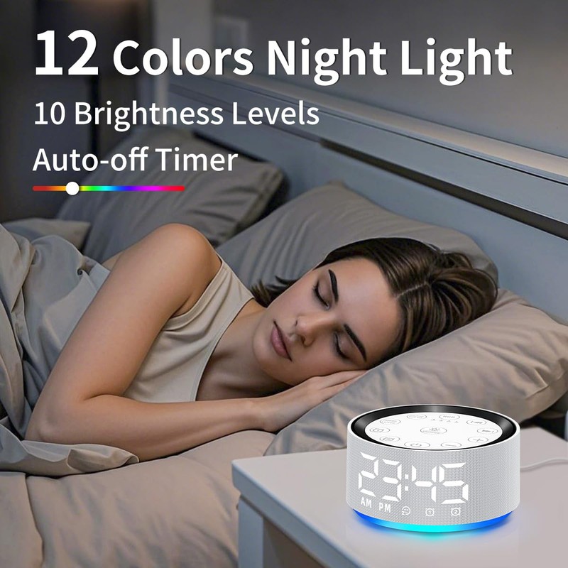 【3 in 1】 Double Alarm Clock Brown Noise Machine Sound