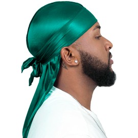 4PCS Silky Durags for Men Women 360 Waves with 1 Wave Cap, Silky Satin Durag Extra Long Tails