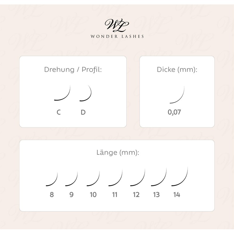 WL Wonder Lashes Fertige Wimpernfächer 3D für Professionell 0,07 250