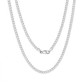 Bestyle Curb Chain Women's Men's Silver 925 Cuban Necklace Figaro Chain Width 3 mm / 5 mm Length 35 - 71 cm, Sterling Silver