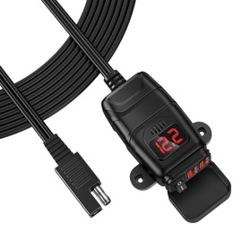 EXTRACTME Motorcycle Phone Charger, Quick Charge 3.0 Dual USB Motorcycle USB Charger with Voltmeter & ON/Off Switch, Waterproof Quick Disconnect SAE to USB Adapter for Phone, Tablet, GPS