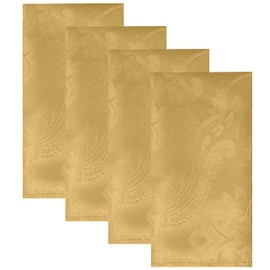 Elrene Home Fashions Caiden Elegance Damask Napkin Set of 4, 17" x 17", Gold