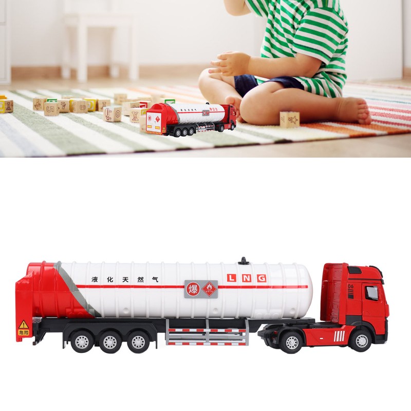 Alloy Gas Tanker Truck Model Water Spray High Simulation Detachable