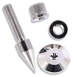 Kalevel Speaker Spikes Isolation Stand Foot Cone Adjustable Speaker Isolation Spikes Feet for Speakers with Base Pad Feet Stand (Silver)