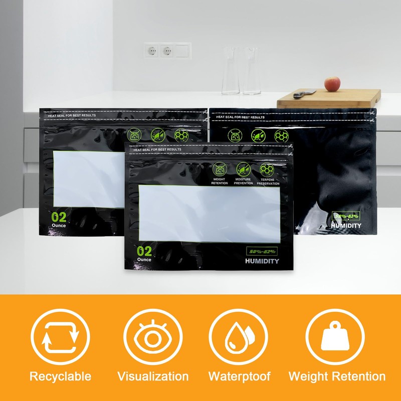 Storage Terp Bags 58%-62% RH 2-Way Humidity Control Bags for