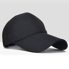 Kangqifen Men's Women's Long Brim Canvas Summer Baseball Cap (Black)