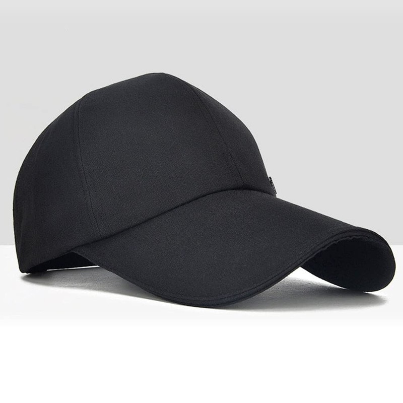 Kangqifen Men's Women's Long Brim Canvas Summer Baseball Cap (Black)