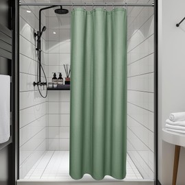 Vipfree 3 in 1 Shower Curtain Set, Waffle Shower Curtain and Liner Set with 6 Double Sided Shower Curtain Hooks, 258GSM Luxury Weighted Cloth Shower Curtains for Bathroom, 36 W x 72 H, Sage Green