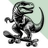 Extra Large 460mm 'Dinosaur on a Skateboard' Transparent/Clear Sticker Decal