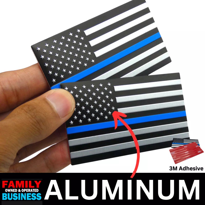 Riley Express 2x ALUMINUM Thin Blue Line Decal Sticker Car,