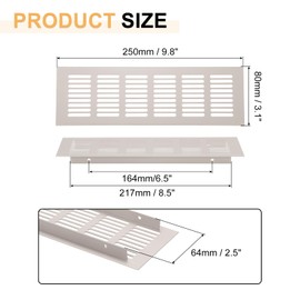 sourcing map Door Air Vent Cover, 9.8" x 3" Aluminum Ventilation Grille Decorative Covers Louvered Air Return Vent Cover with Screws for Cabinet Wardrobe Door Wardrobe Shoes Cabinet (Grey)