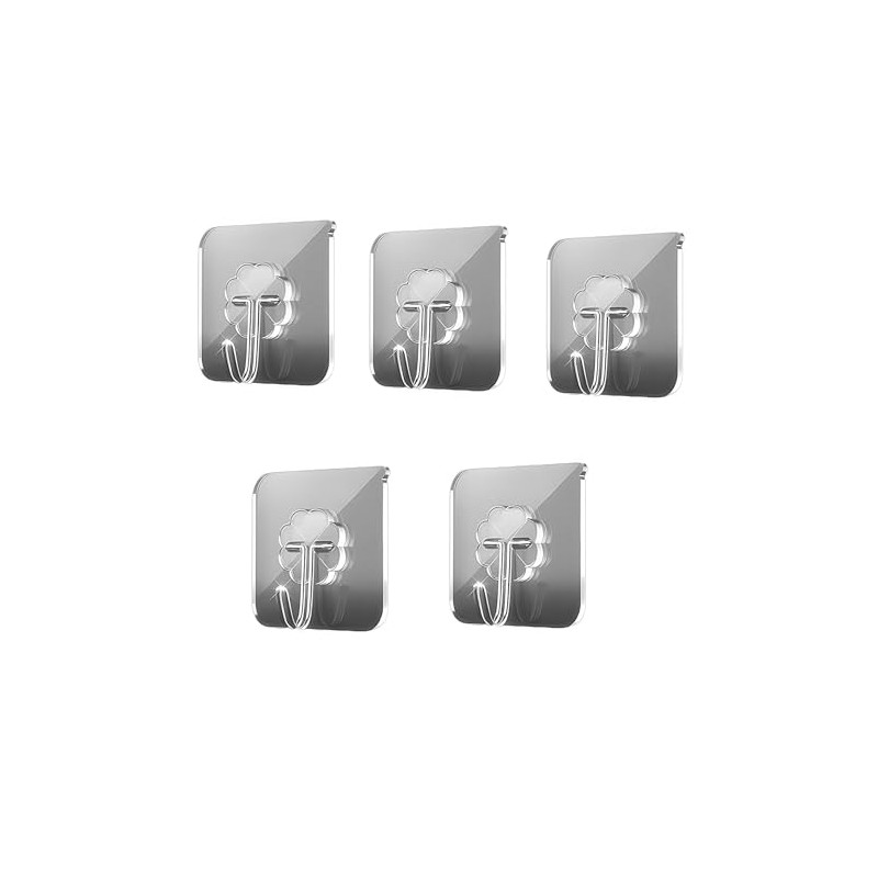 Wall Hooks 13lb(Max) Transparent Seamless Coat Hooks,Waterproof and Oilproof,Bathroom Kitchen