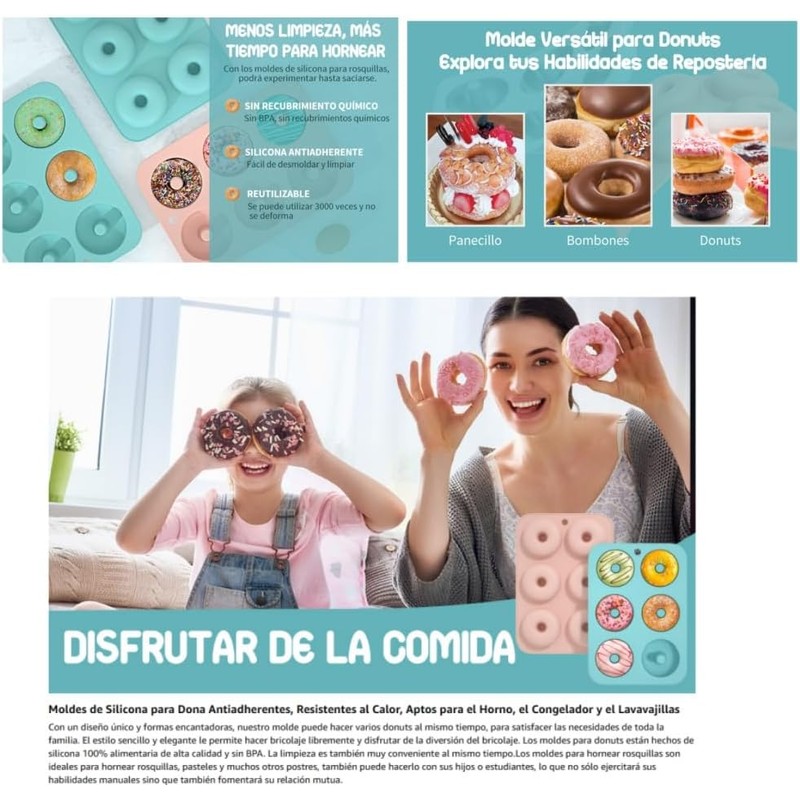 Moldes Para Donas y Rosquillas de Silicona Antiadherente - Paquete