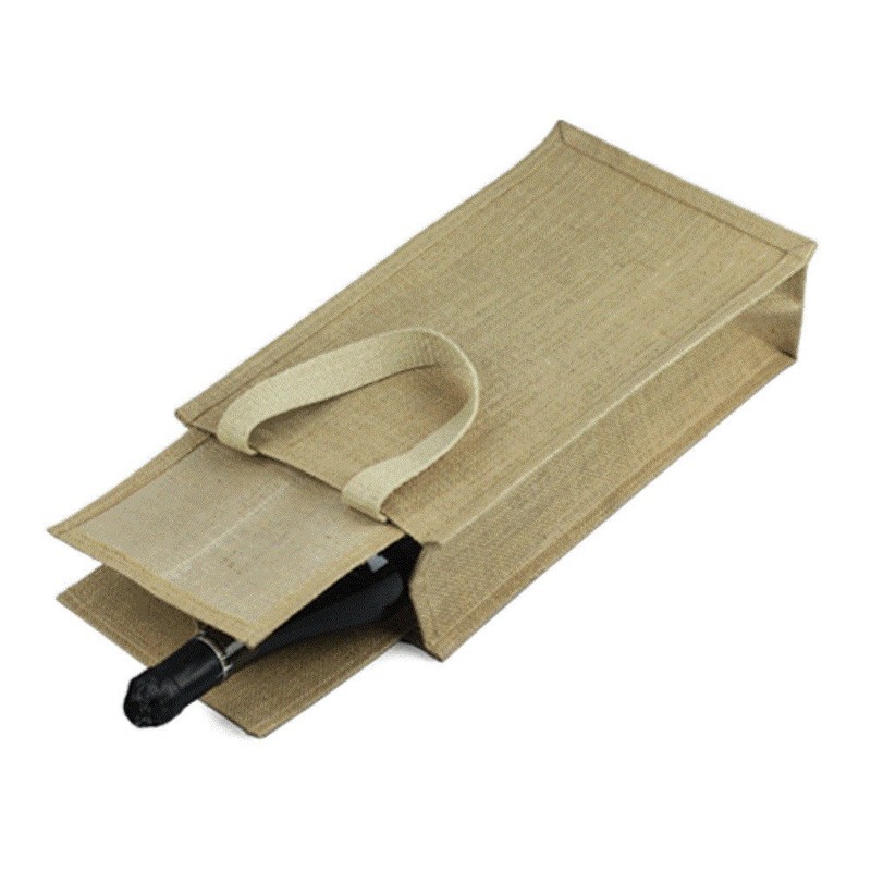 Natural Jute Burlap Two Bottle Wine Gift Tote Bags Wine