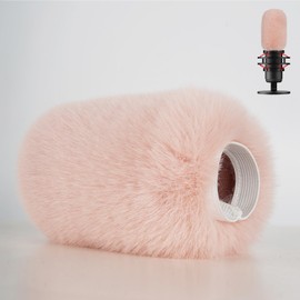 PhantAccy Windscreen/Pop Filter for HyperX QuadCast (S) Microphones - Furry Mic Cover for Wind & Ambient Noise Reduction (Furry-Pink)