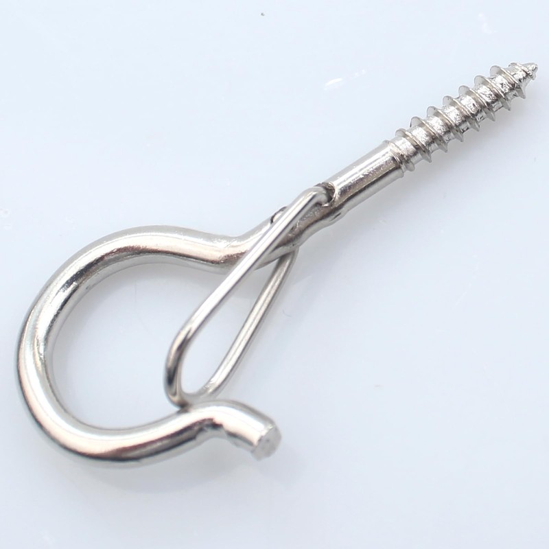 Pack of 10 stainless steel hook screws with security, eyelet