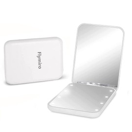 Flymiro Compact Makeup Mirror with LED Light, 1X/3X Magnification Lighted Pocket Mirror, 2-Sided, Portable, Folding, Handheld,Small LED Lighted Mirror for Women Gift