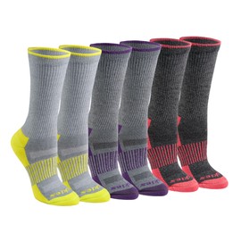 Dickies Women's Dri-Tech Essential Moisture Wicking Crew Sock (6/12 Pairs) (S-XL), Dark Fashion Assort (6 Pairs), Medium