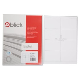 Blick Labels, White, 8 Per Sheet 25 Sheets, Rectangular, 99.1mm x 67.8mm, 200 Labels, For Home, Office, Family, School