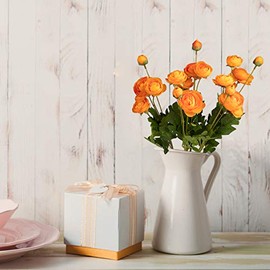 5 tallos de flores artificiales de seda de ranúnculo, naranja, 23 pulgadas de alto, resistentes a los rayos UV, tallos doblables para centros de mesa de boda, decoración del hogar (naranja
