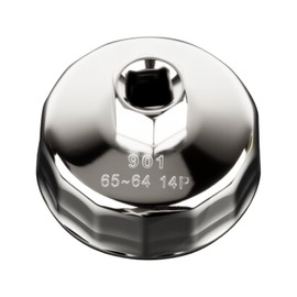 RXALASKA 64-65mm Oil Filter Wrench, 14 Flute Wrench & 1/2Inch Square Drive Flute Oil Filter Removal Tool, Compatible with Wix 57356, 15400-PLM-A02 Oil Filter