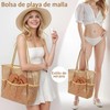 Bolsa de Playa para Mujer,Tote Bag Mujer de Malla Plegable,Amarillo
