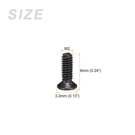 METALLIXITY 350pcs M2 x 6mm Flat Head Screws Carbon Steel Machine Screws for Eyeglass Watch Small Electronics Black