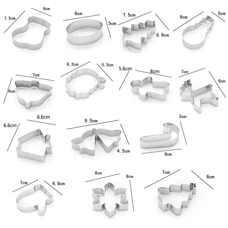 Christmas Cookie Cutters Set of 14 Stainless Steel Cookie Cutters