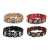 Fnjuucw 4pcs Wooden Jesus Bracelet Saints Rosary, Stretchable Wooden Small