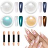 4 Boxes White Pearl Chrome Nail Powder - BISHENGYF Glazed