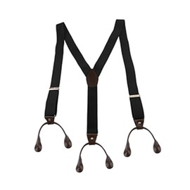 WYDDDARY Suspenders for Men 1.4'' Wide Adjustable Suspenders with Elastic Straps Adjustable Elastic Y Back Style with 6 Buttons Hole Black