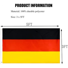 REIDFERR Germany Flag 3x5 Ft Outdoor - Vivid Color Fade Proof Polyester German Flags with 2 Brass Grommets (Germany Flag)