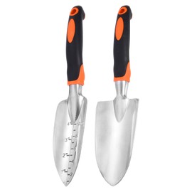 HARFINGTON 2pcs Garden Hand Shovels 11.8" Measurements Aluminum Transplanting Trowel Small Gardening Hand Tools for Planting, Orange