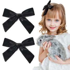 CEELGON 2PCS 5" Big Velvet Bow Black Toddler Hair Clips Accessories for Little Girl Pigtail