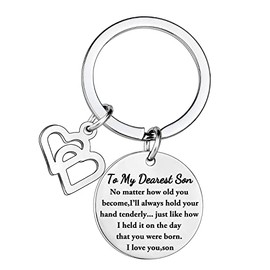 Son Keyring Gift For Son From Dad Mum To My Dearest Son Keyring I Love You Keychain Birthday Present Christmas Graduation Gifts For Son (To My Dearest Son)