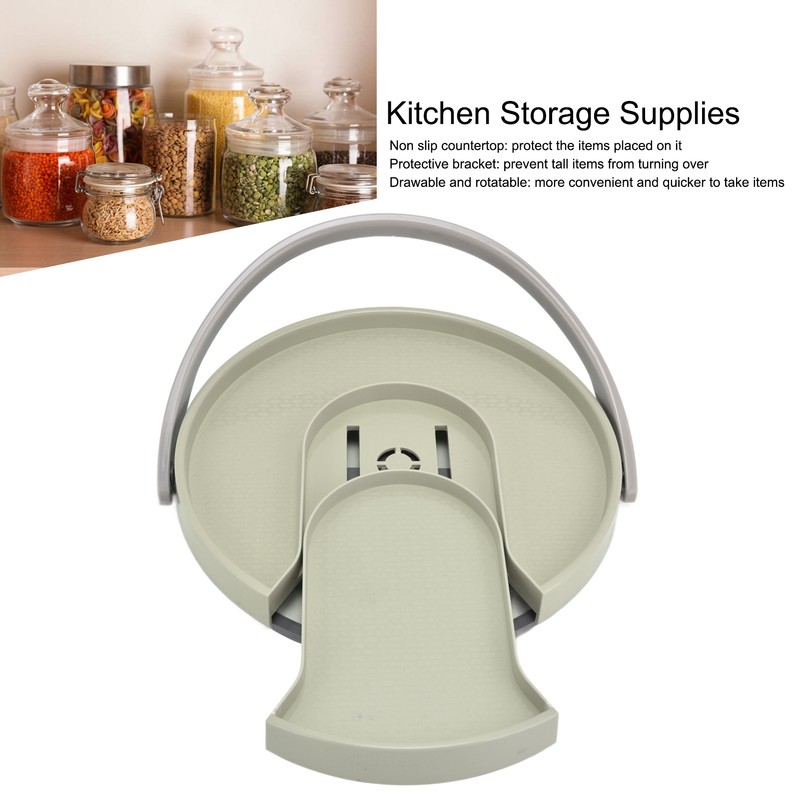 Kitchen Storage Turntable Non Skid Kitchen Spice Beverage Pull Out