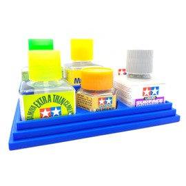 Jeff Did It! 20ml Hex & 40ml Square Bottle Glue Cement Stepped Holder Holds 1 Hex Bottle & 5 40ml Square Bottles Compatible with Tamiya Cement 40ml Square Bottles 87038 & 20ml Hex (Blue)