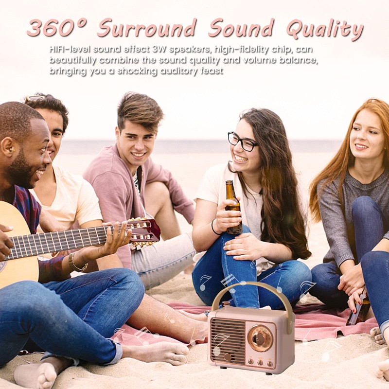 Luckyu Retro Bluetooth Speaker, Vintage Speaker with Old Fashioned Classic