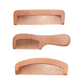 KGDUYC 3 Pieces Wooden Hair Combs Handmade Wooden Combs Mahogany Combs Anti-Static for Home Use Fine Tooth Massage Comb with Handle for Curly Wide Serrated Wooden Combs