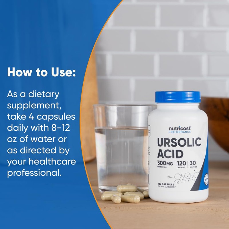 Nutricost Ursolic Acid 300mg, 120 Capsules - Vegetarian, Non GMO,